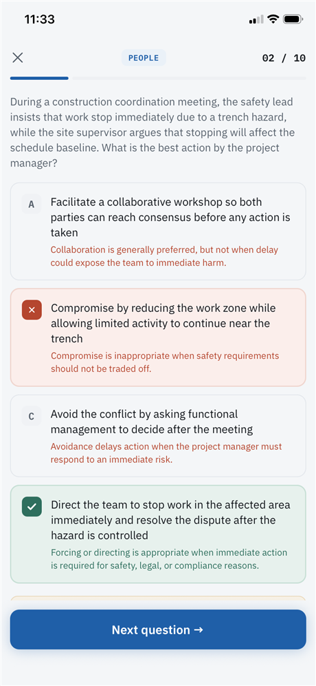 Practice question with feedback